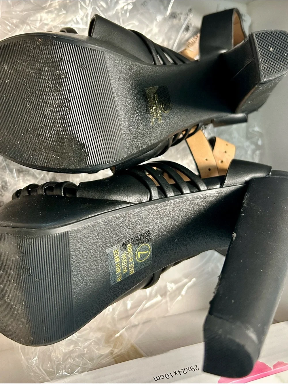 Delicious Black Strappy Platform Heels with Buckle